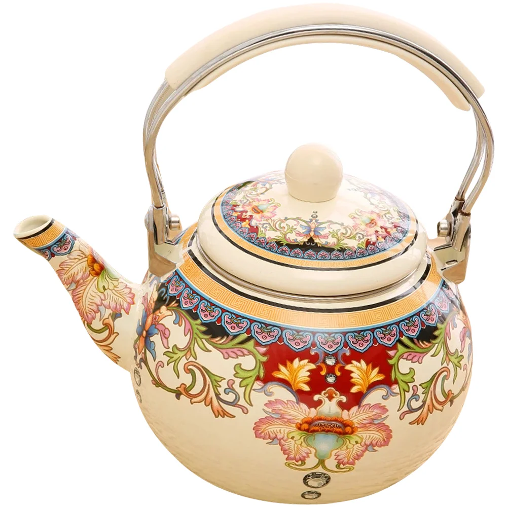 

Reusable Portable Safe Household Tea Kettle Enamel Pot Enamel Teapot for Home Kitchen Friends Decorate