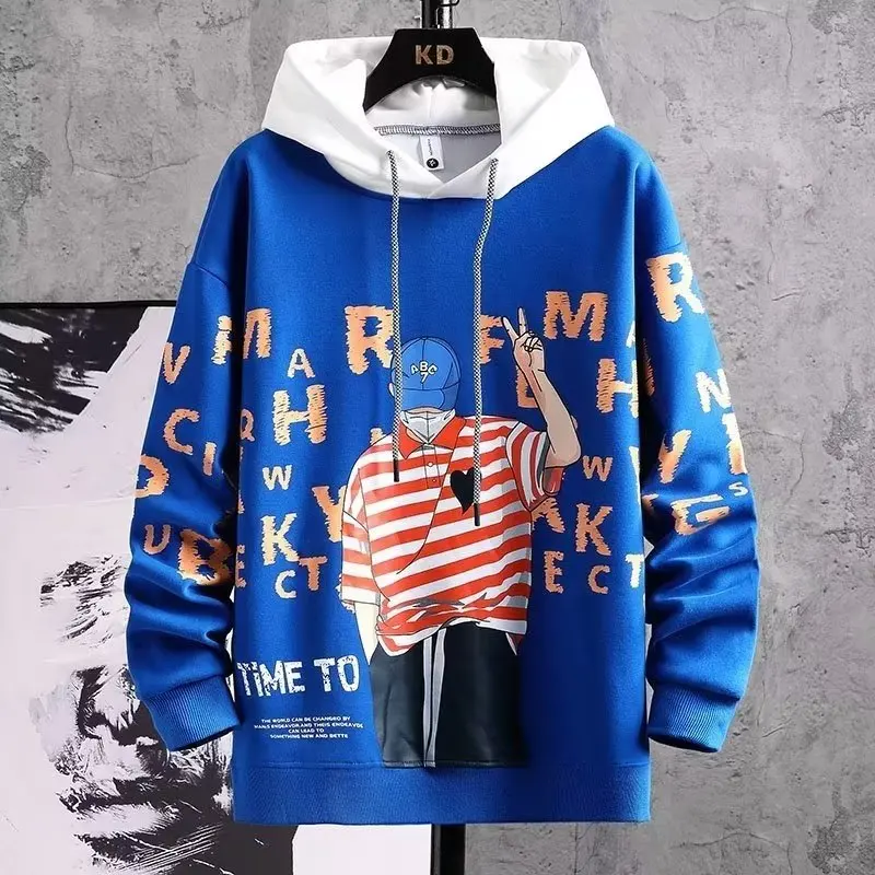 

Толстовка мужская с принтом алфавита, модная уличная одежда в Корейском стиле, повседневная кофта, в стиле Харадзюку, весна-осень