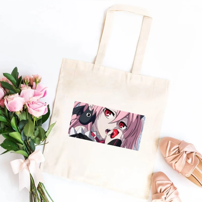 Сумка для покупок Yoichi Saotome Eraph of The End Shinoa Hiiragi забавная белая модная дорожная