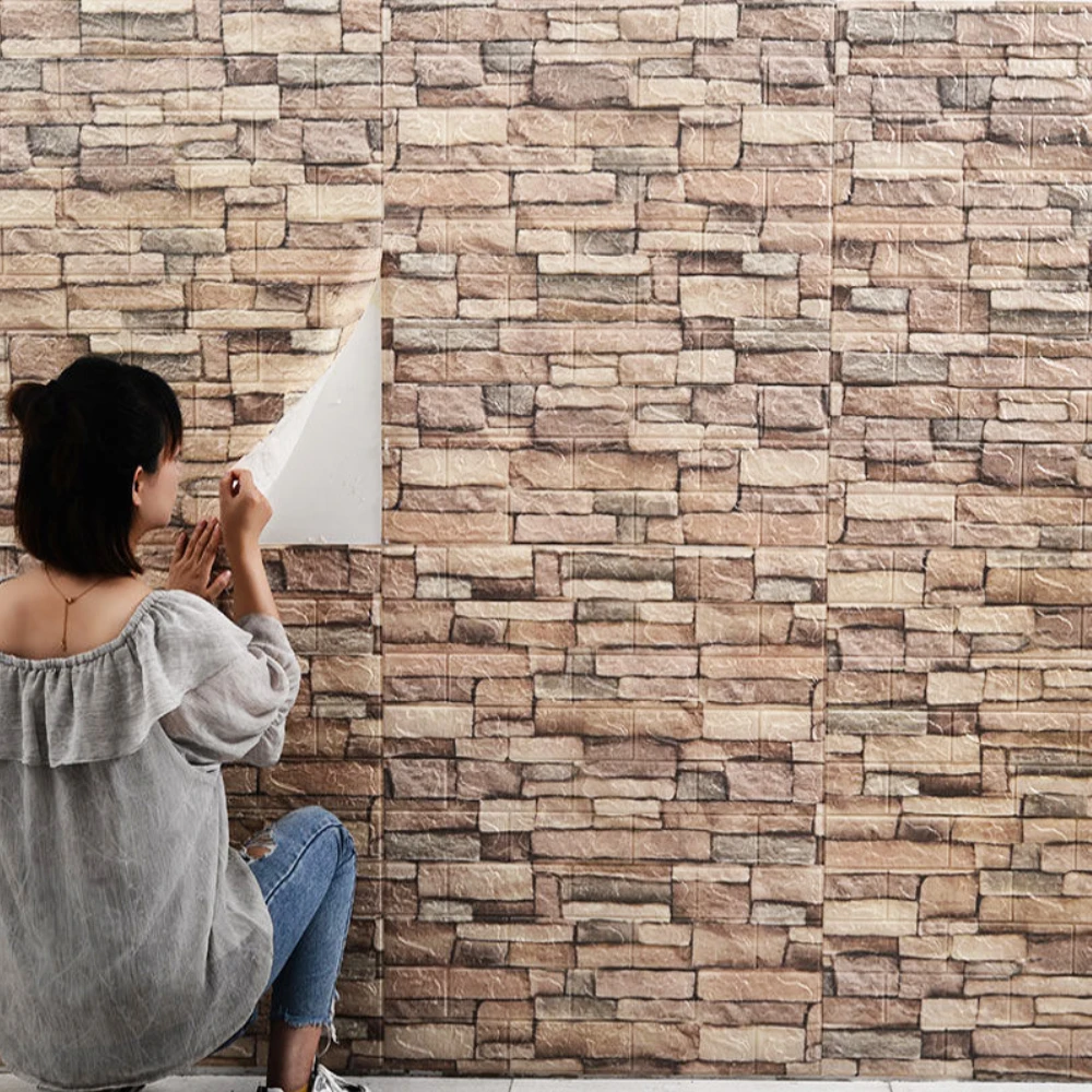 10ШТ 70*77см 3D наклейки для кирпичной стены без запаха достаточной толщины обои для офиса гостиной спальни и фонового телевизора.