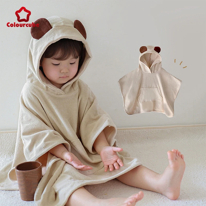 

Детский мультяшный плащ с капюшоном, хлопковый мягкий халат для новорожденных, милый пляжный плед для девочек и мальчиков, пижамы, детское б...