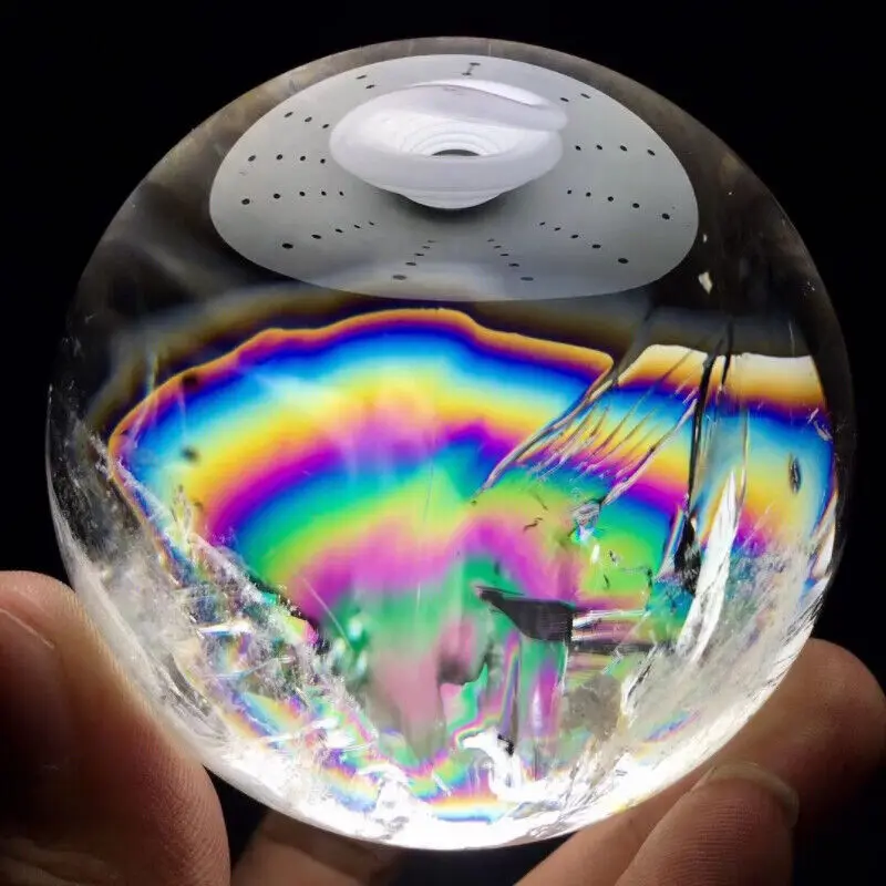 

78mm Rainbow NATURAL CLEAR QUARTZ CRYSTAL SPHERE BALL HEALING GEMSTONE + stand