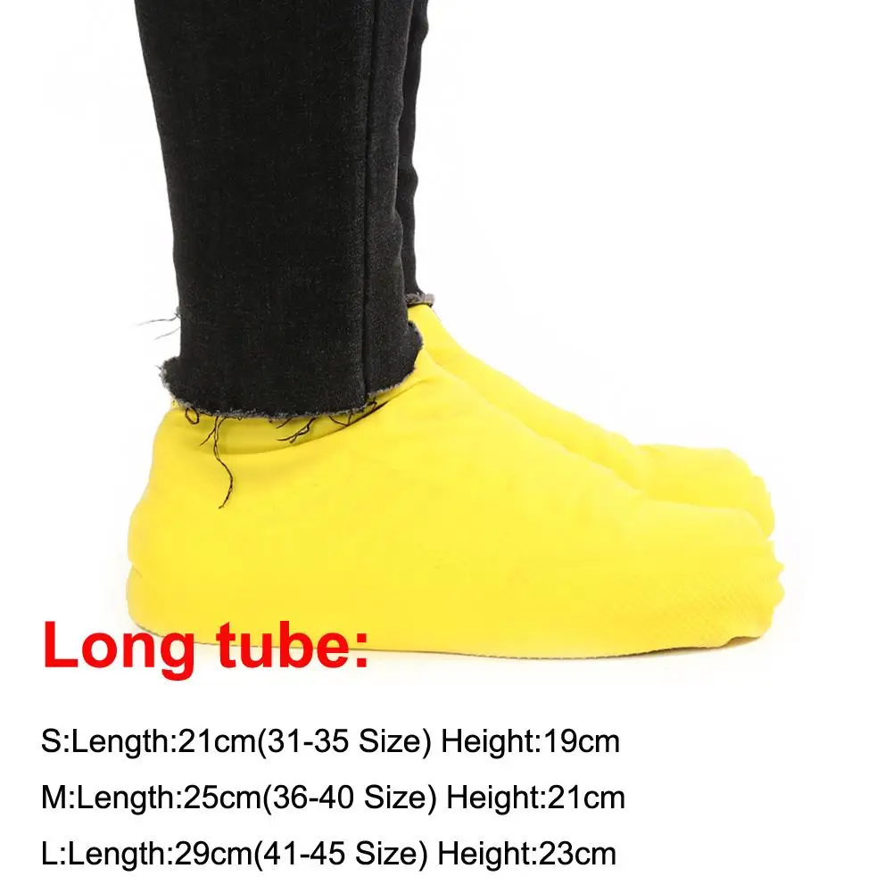 1 Pair Reusable Latex Waterproof Rain Shoes Covers Slip-resistant Rubber Rain Boot Overshoes Outdoor Walking Shoes Accessories