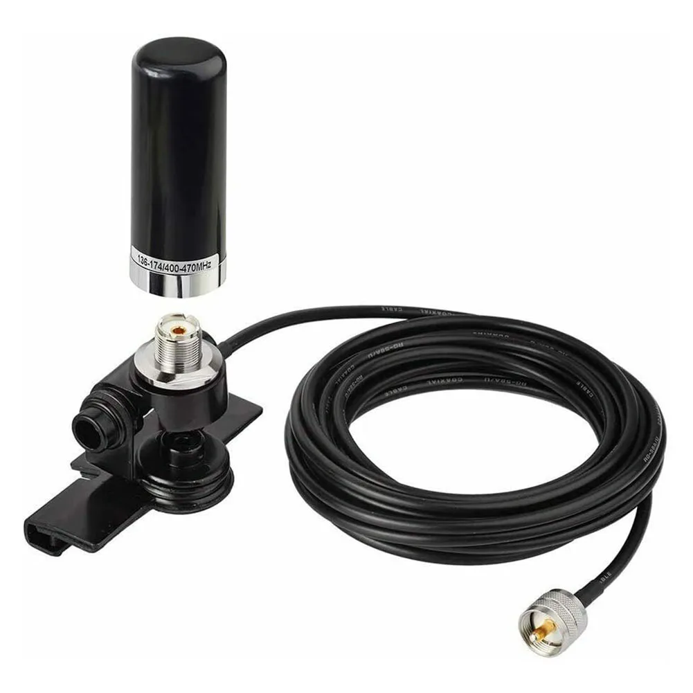 

Автомобильная Любительская радиоантенна 5 м/16,5 фута VHF UHF 136-174/400-470 МГц с удлинительным кабелем для автомобилей, автомобилей, грузовиков, внед...
