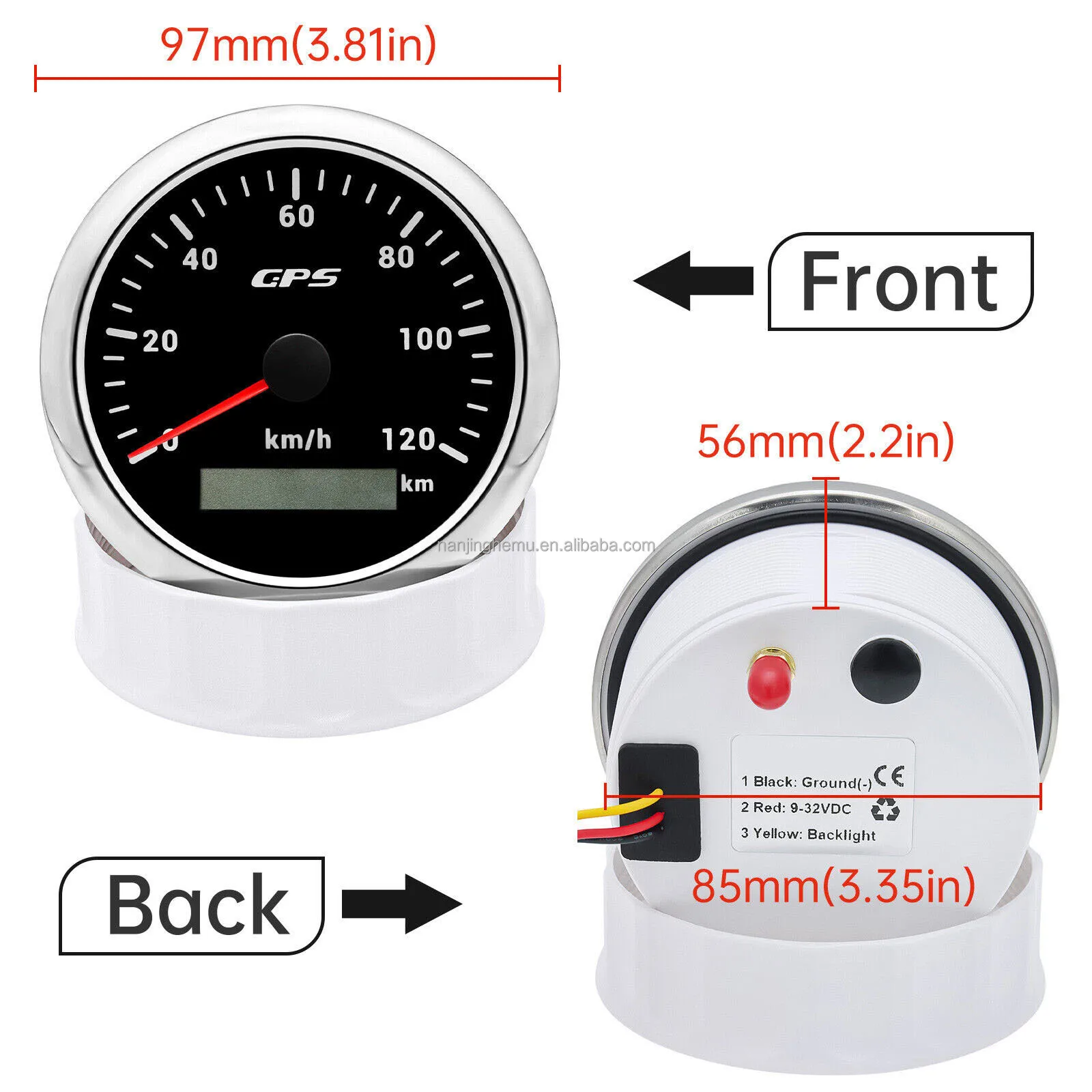 Одометр 120 км/ч с фоновой подсветкой 8 цветов