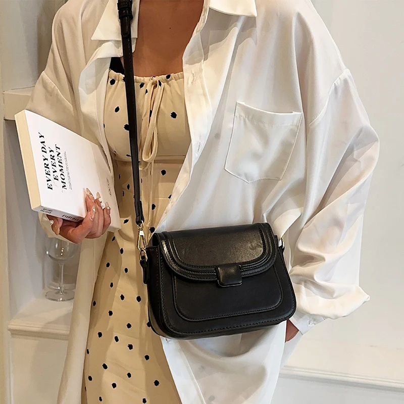 Fashion Women Crossbody Saddle Bag PU Leather Small Handbags Purses Retro Designer Messenger Bags Luxury Female Shoulder Bags