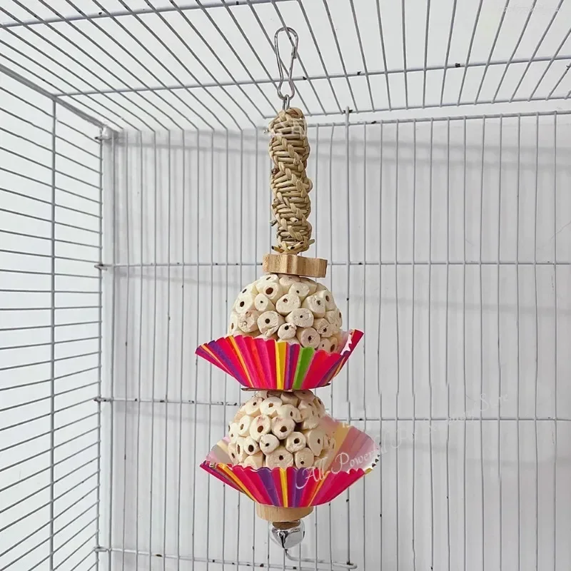 Товары для попугаев игрушки птиц с колокольчиком натуральные деревянные блоки