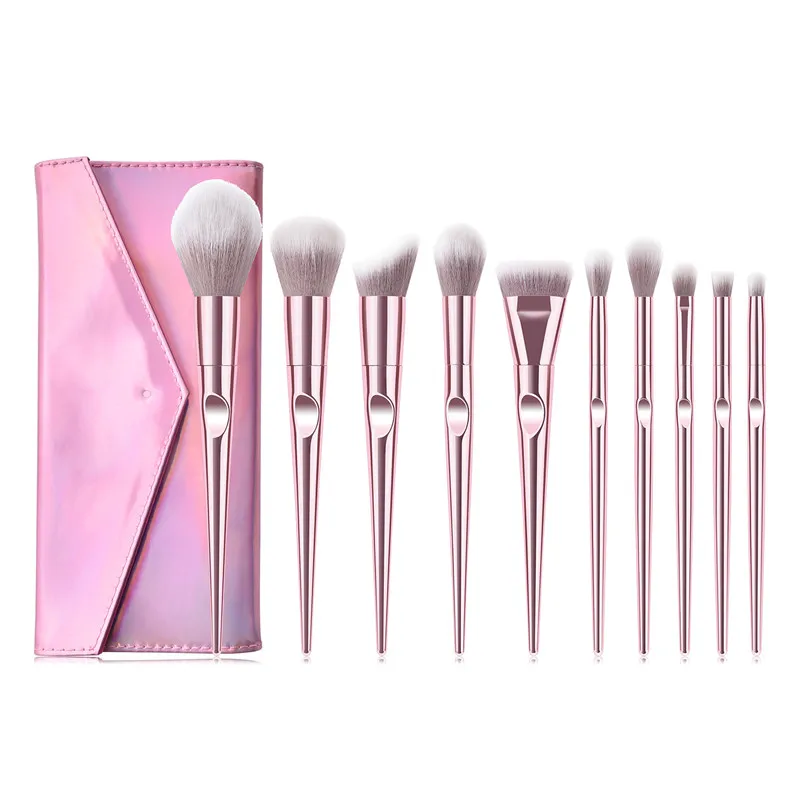 10pcs Rose Gold Professional Makeup Brushes Set for Eye Shadow Face Foundation Brush Cosmetic Tools women Pro Facial Makeup