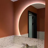 Cosmetic Shower Bathroom Mirror Wall Mounted Half Elegant Smart Mirrors Nordic Modern  Touch Switch Espelhos Bathroom Fixture