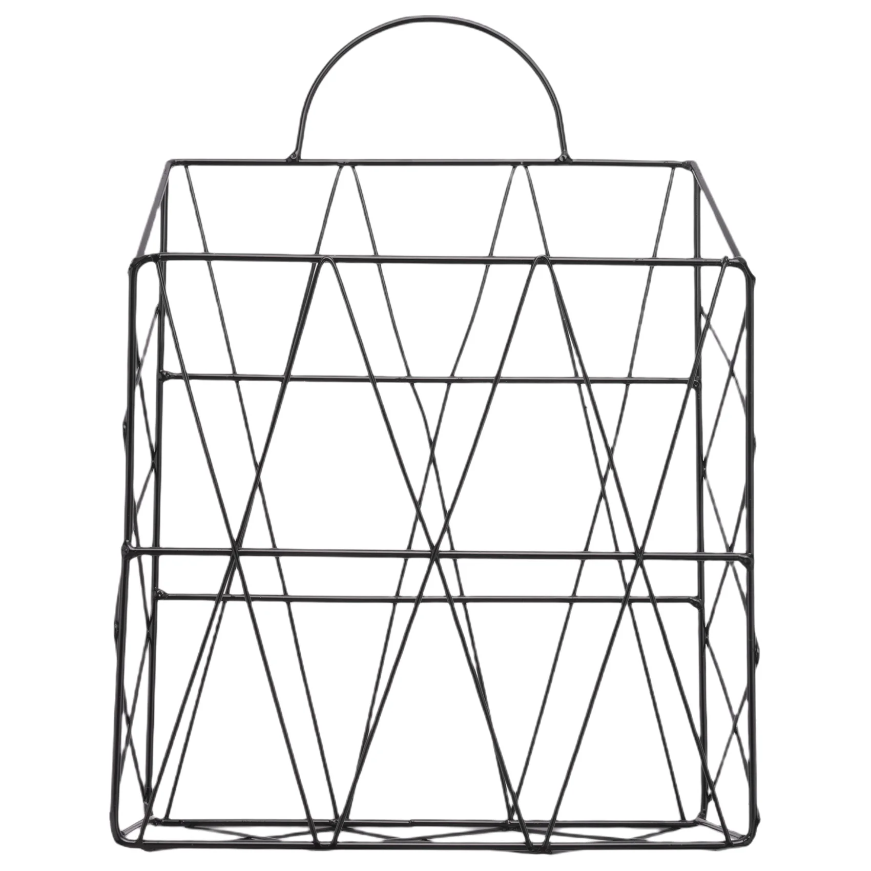 

Holder Hanging Newspaper Periodical Book Document File Organizer Basket Metal Shelf Storage Container Display Stand-Black