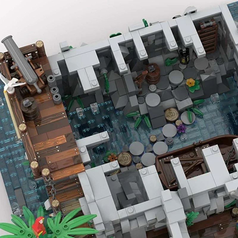 Технические Moc-кирпичи модель крепости остров пиратского черепа модульные