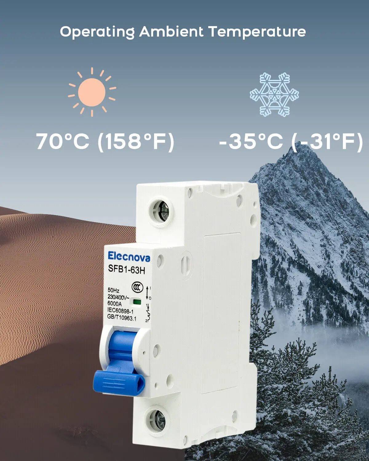 Миниатюрный автоматический выключатель переменного тока 6-63 а 230 В крепление на