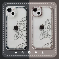 disney snow white alice lines cute cartoon phone case for iphone 11 12 13 mini pro xs max 8 7 plus x xr cover