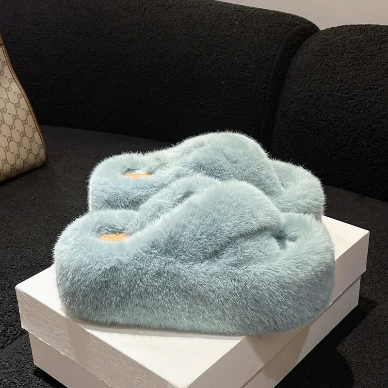 

Woman Ladies Faux Fur Luxury Fluffy Plush Slipper House Soft Fuzzy Girl Platform Indoor Flat Casual Sabot 2023 Winter slippers