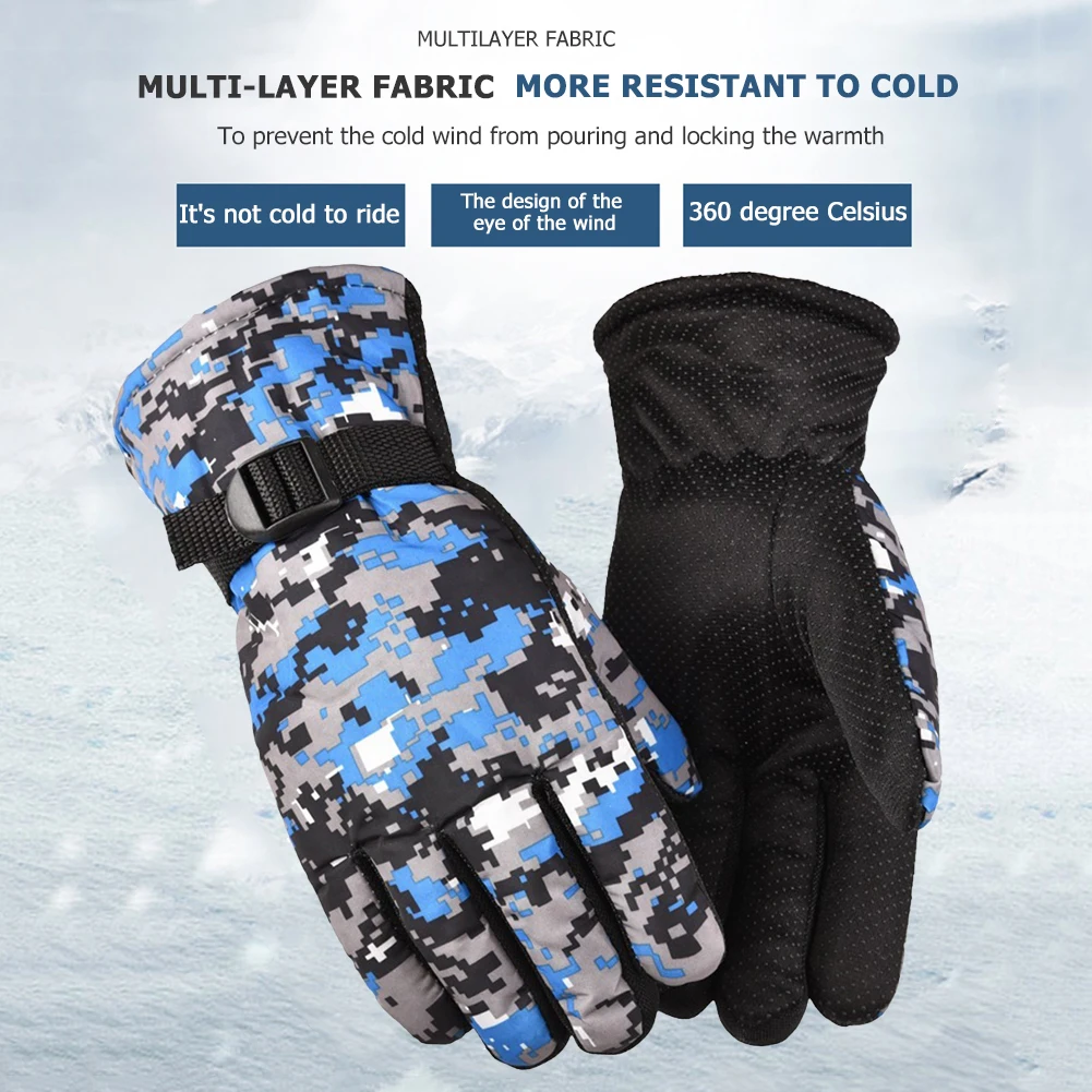 

1 Pair Winter Motocle Cycling Gloves Camouflage Full Finger Anti Slip Waterproof Windproof Warm Thermal Fleece Gloves