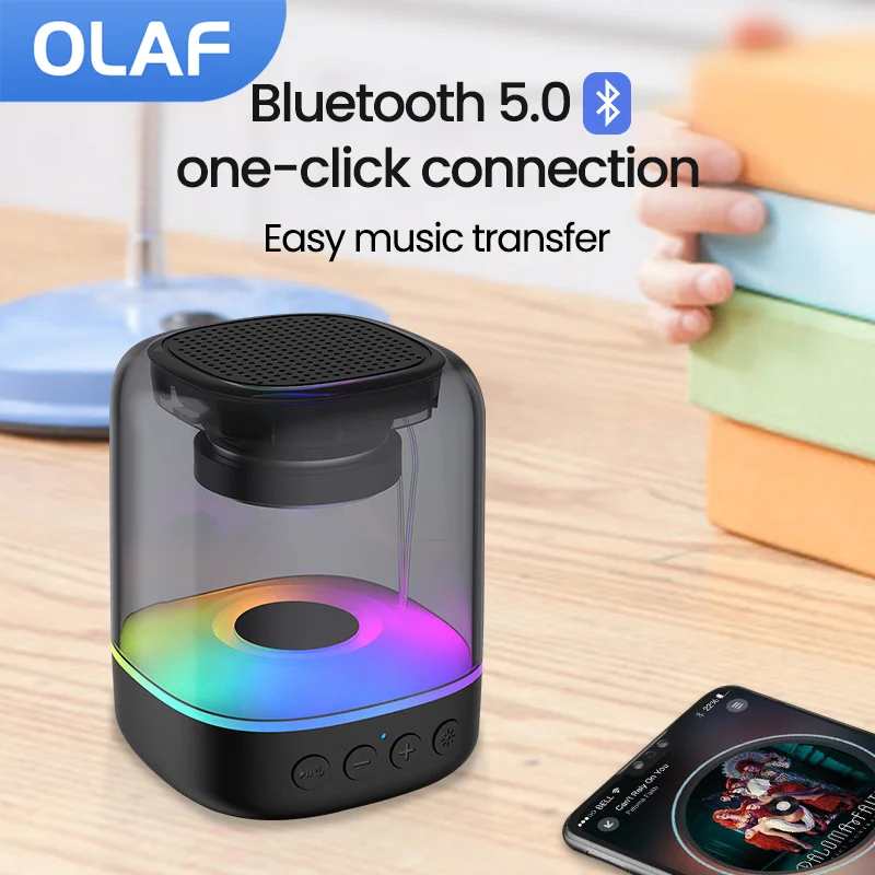 OLAF E-3025 LED Colorful caixa de som BT5.0 Speaker Outdoor Sound Box Luminous Portable Speaker Bluetooth Subwoofer
