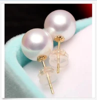 free shipping gorgeous 10 11mm south sea round whitepearl earring 18k