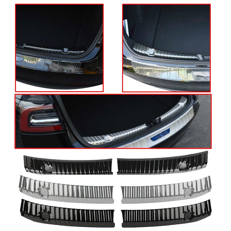

17-22 For Tesla Model 3 Foot Plate Car Door Edge Protector Rear Bumper Foot Cover Rear Trunk Guard 2017 2018 2019 2020 2021 2021