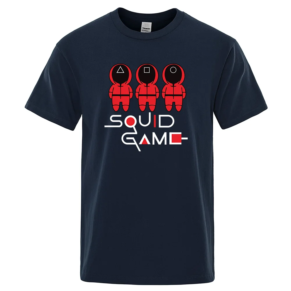 

2021 Popular Squid Game Red Clothes Man Printed Male T-Shirts Harajukua Pure Cotton Top Sport Short Sleeve All-Match Male Tshirt