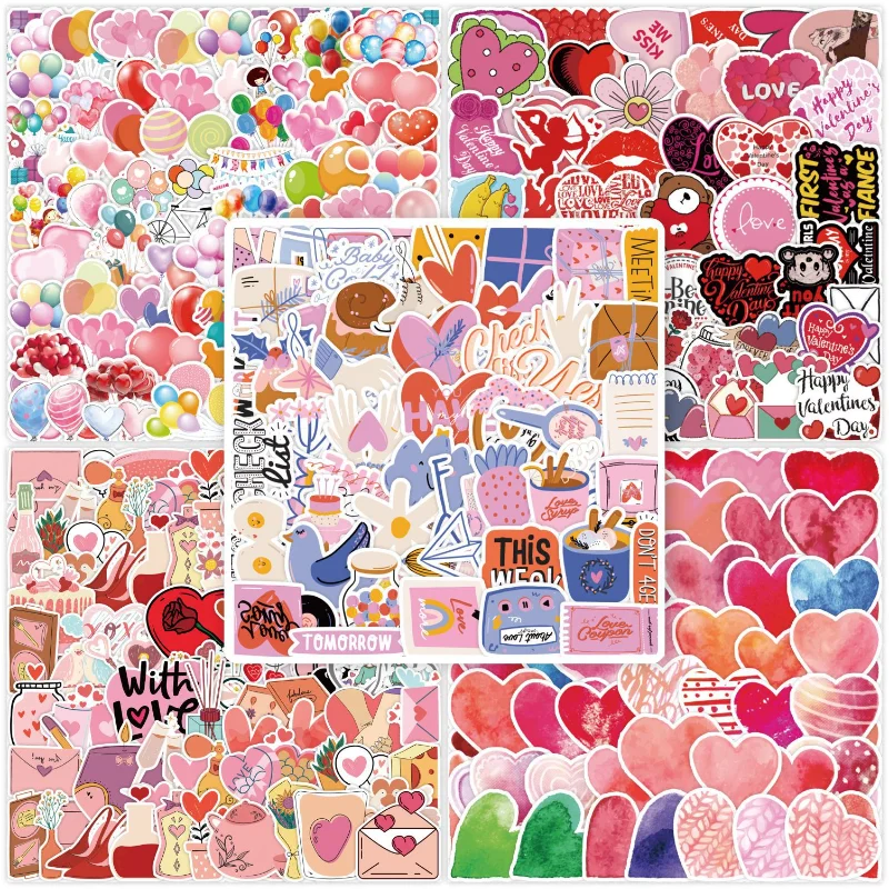 

250pcs Valentine's Day Graffiti Stickers for DIY Scrapbooking Phone Case Computer Notebook Cards Waterproof Decorative Sticker