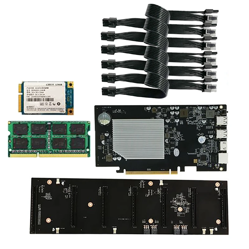 Семейная материнская плата для майнинга BTC с 128G SSD + 8G DDR3 RAM 6x6 контактов до 8 шнур