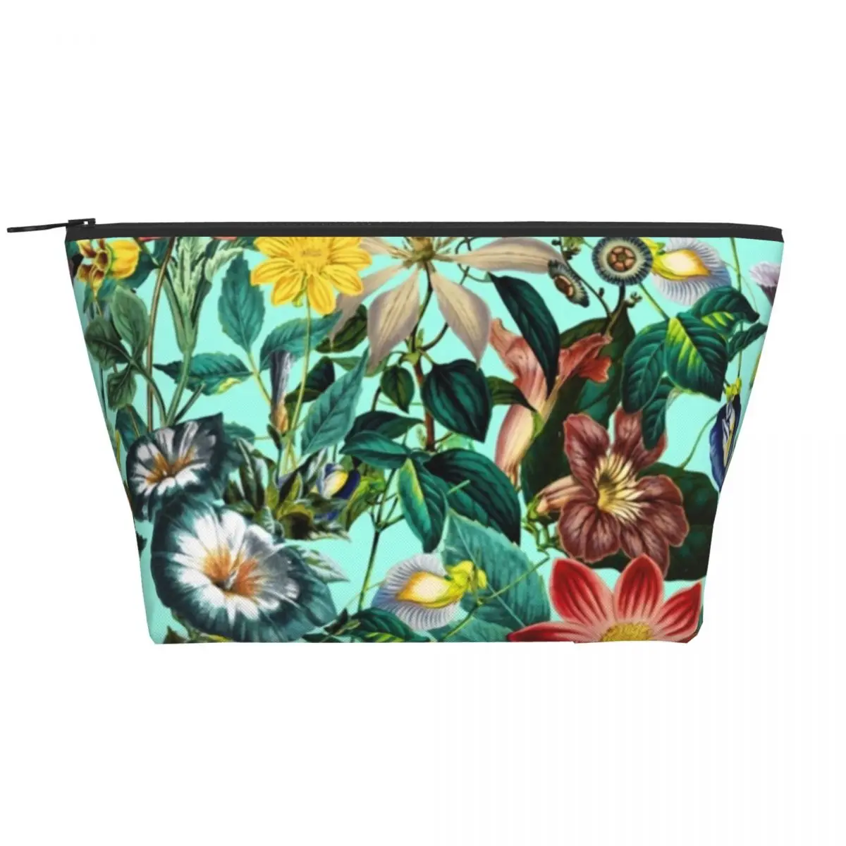 

Colorful Tropical Floral Zip Storage Organizers Botanical Garden Pack Home Makeup Pouch Women's Cosmetic Bags
