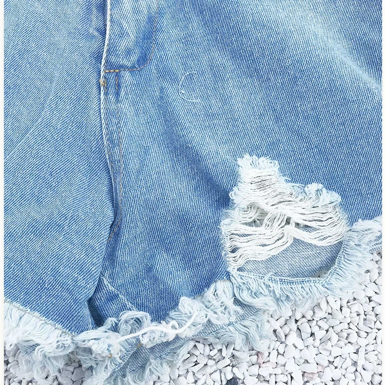 Women's Summer Ripped Cotton Denim Shorts Casual Sexy Bandage Hollow Out Short Pants Women Black White Jean Shorts Holes