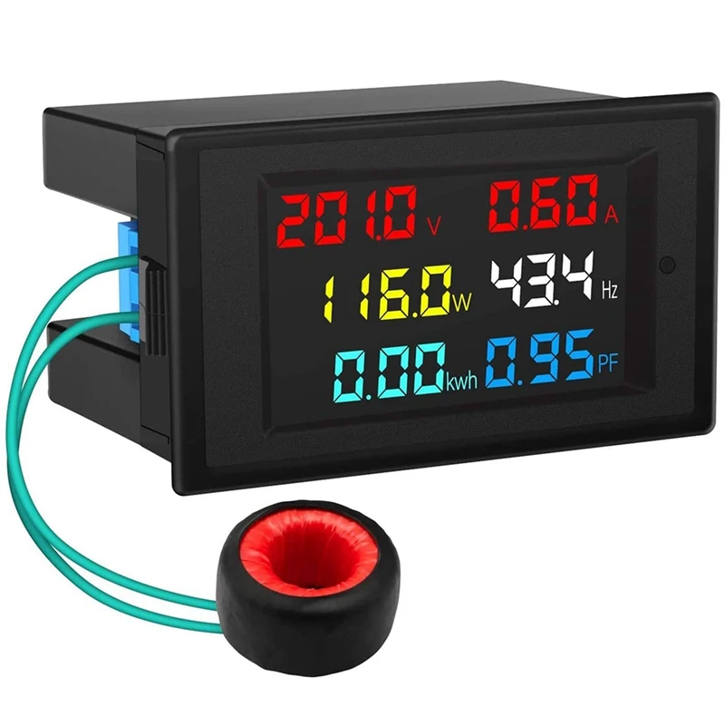 

AC Display Meter, 80-300V 100A Voltage Current Power Factor Frequency Electric Energy Monitor Multimeter Tester