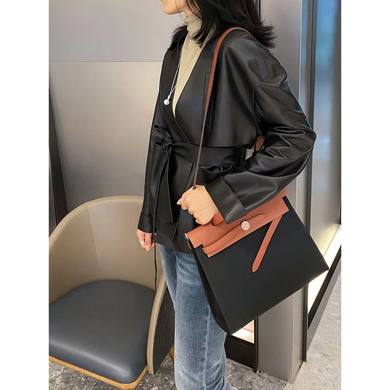 Autumn  Winter 2022 Fuax  Leather Formal Office Lady Suit  French Casual Short Leather Women  red Suede Belt Clothes for Women