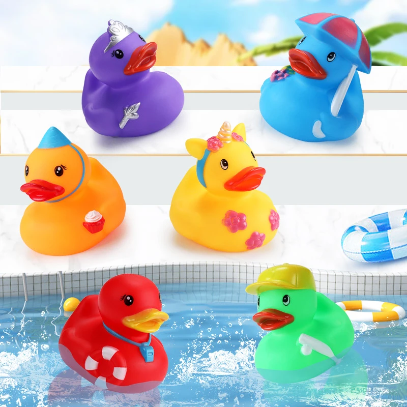 

Baby Bath Toys Colorful Rubber Ducks with Squeeze Sound Soft Rubber Float Ducks Baby Bathtub Shower Toys for Toddlers Kids