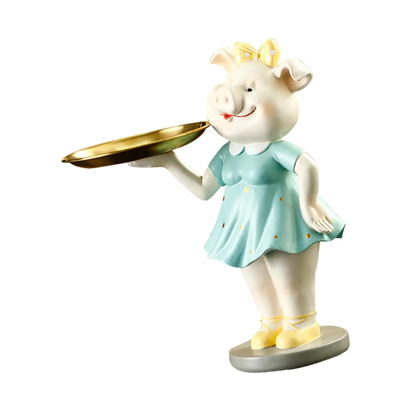

Piglet Lady Statue with Tray Durable Pig Sculpture Tray for Wedding Dining Room Candy Sundries Cakes Holidays Festivals