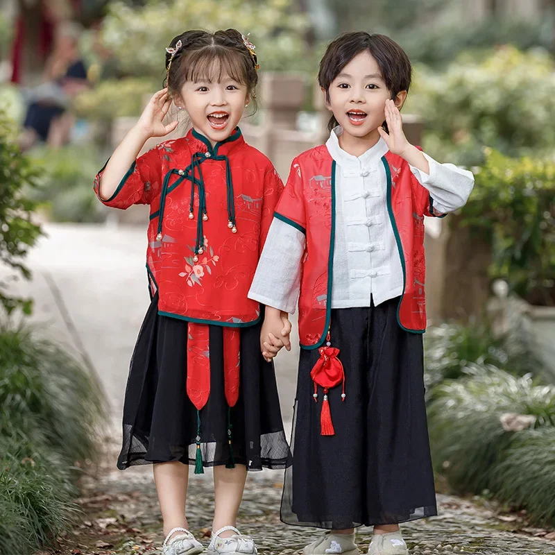 Модная детская традиционная китайская одежда Hanfu для выступлений комплект