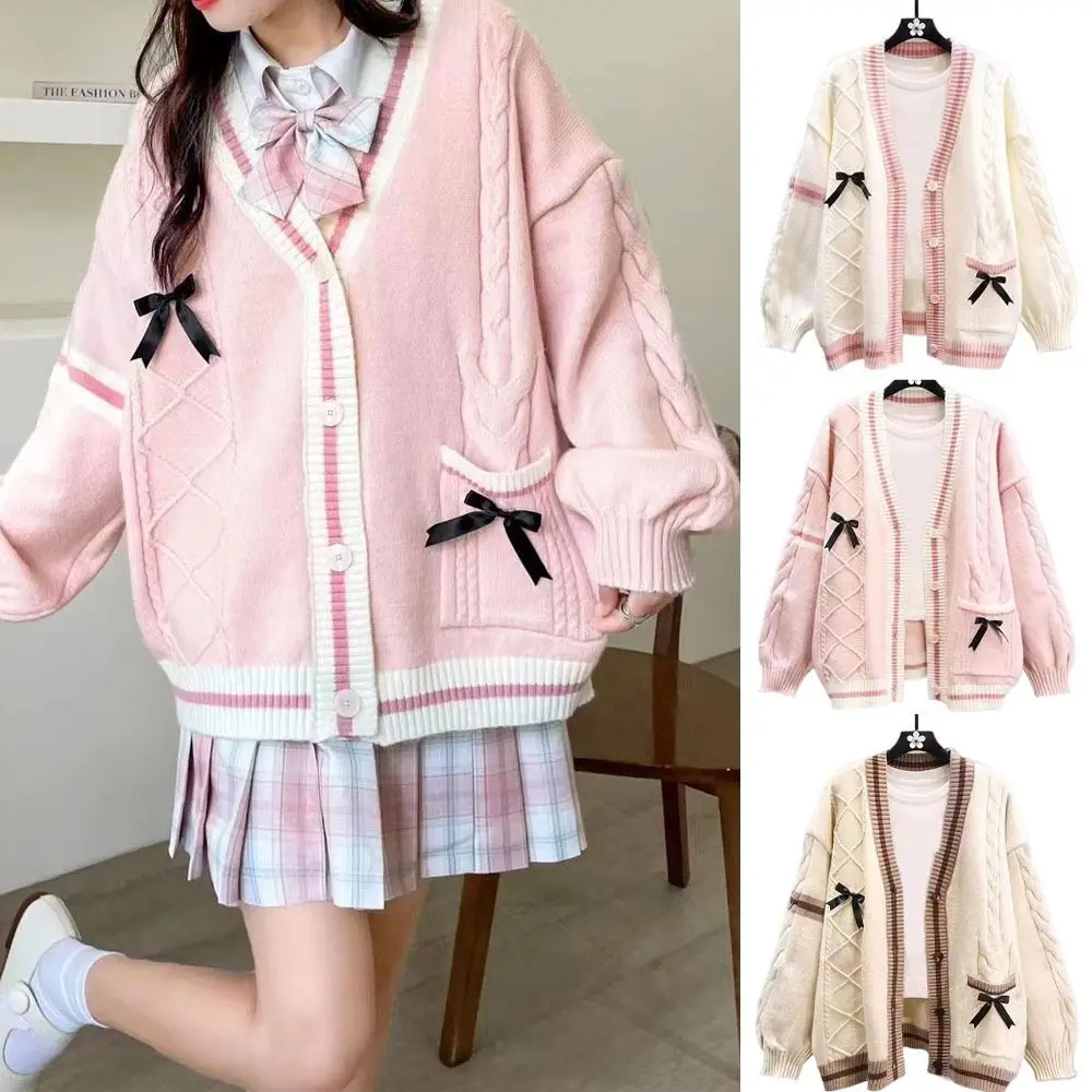 Модный кардиган JK женский свитер в стиле Лолиты с v-образным вырезом свободный