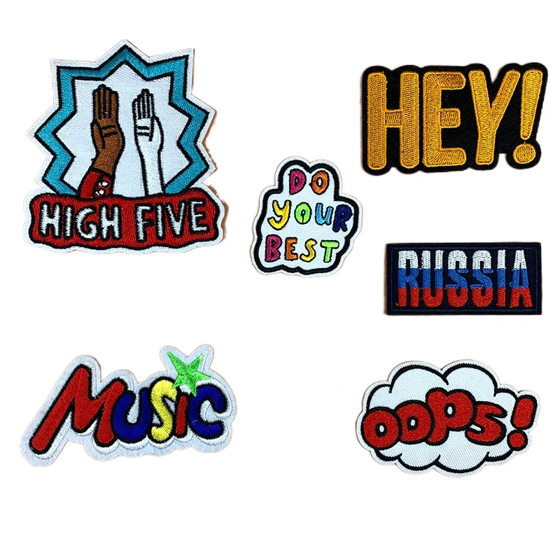 20 шт./лот Роскошная вышитая нашивка с надписью High Five Do Best Cloud Music сумка для рубашки