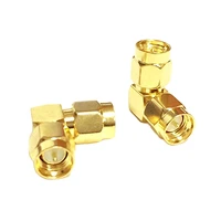 1pc sma male plug to male plug rf coax adapter modem wire connector right angle goldplated wholesale