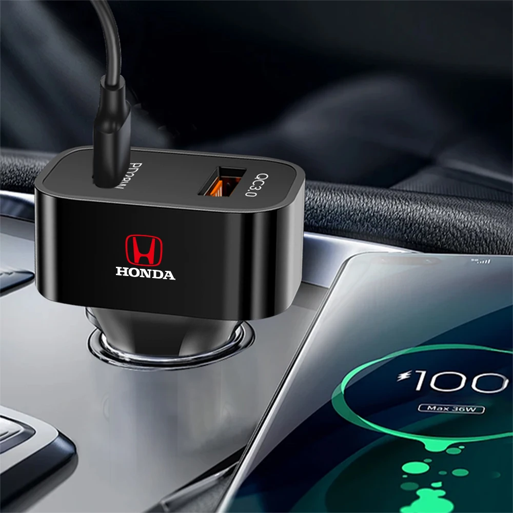 Фото Автомобильное зарядное устройство PD 25 Вт, порт USB Type C, адаптер для быстрой зарядки, аксессуары для Honda Mugen Power Civic Accord Odyssey City CRZ Spirior №3