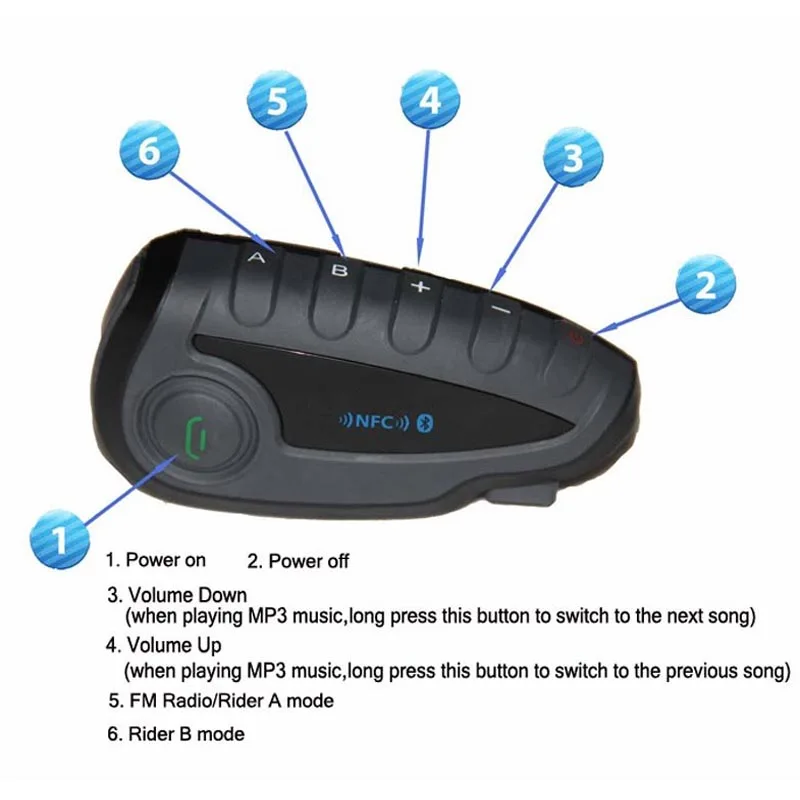 1200 м Bluetooth-Совместимость мотоциклетный шлем Интерком для 5 Riders group talk BT