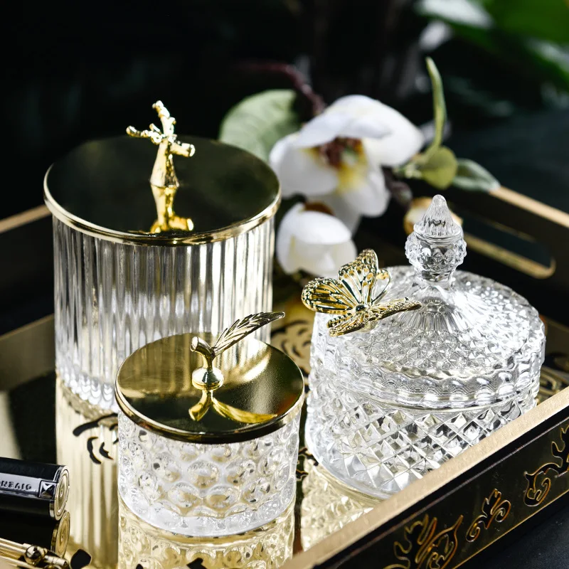 

Modern Luxury Crystal Glass Storage Jar Transparent Candy Jar Desktop Decoration Jewelry Food Storage Jar Glass Container Decor