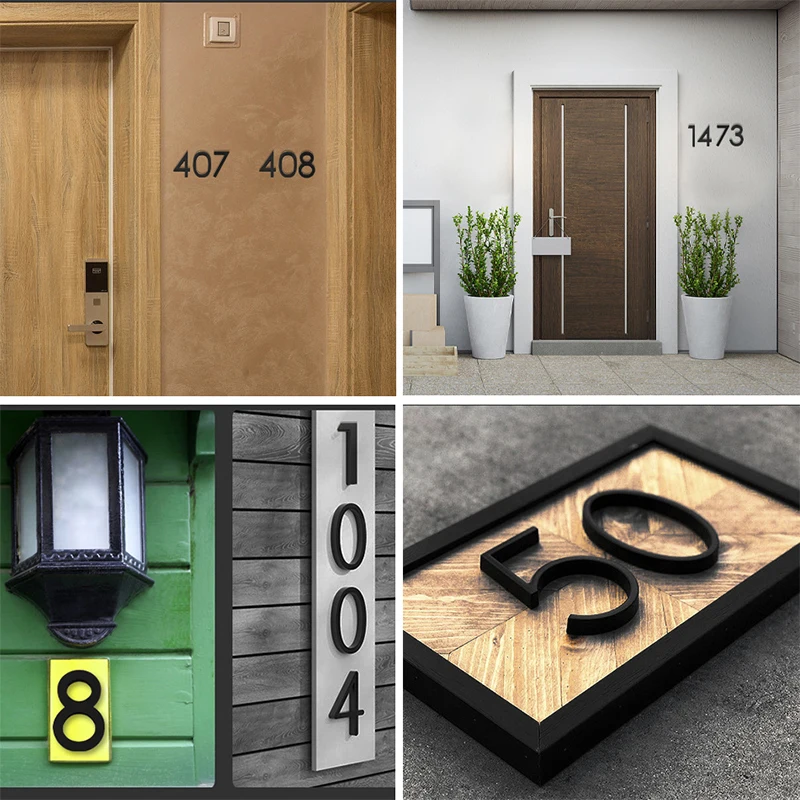 

125mm Floating House Number Letters Big Modern Door Alphabet Home Outdoor 5 in.Black Numbers Address Plaque Dash Slash Sign #0-9