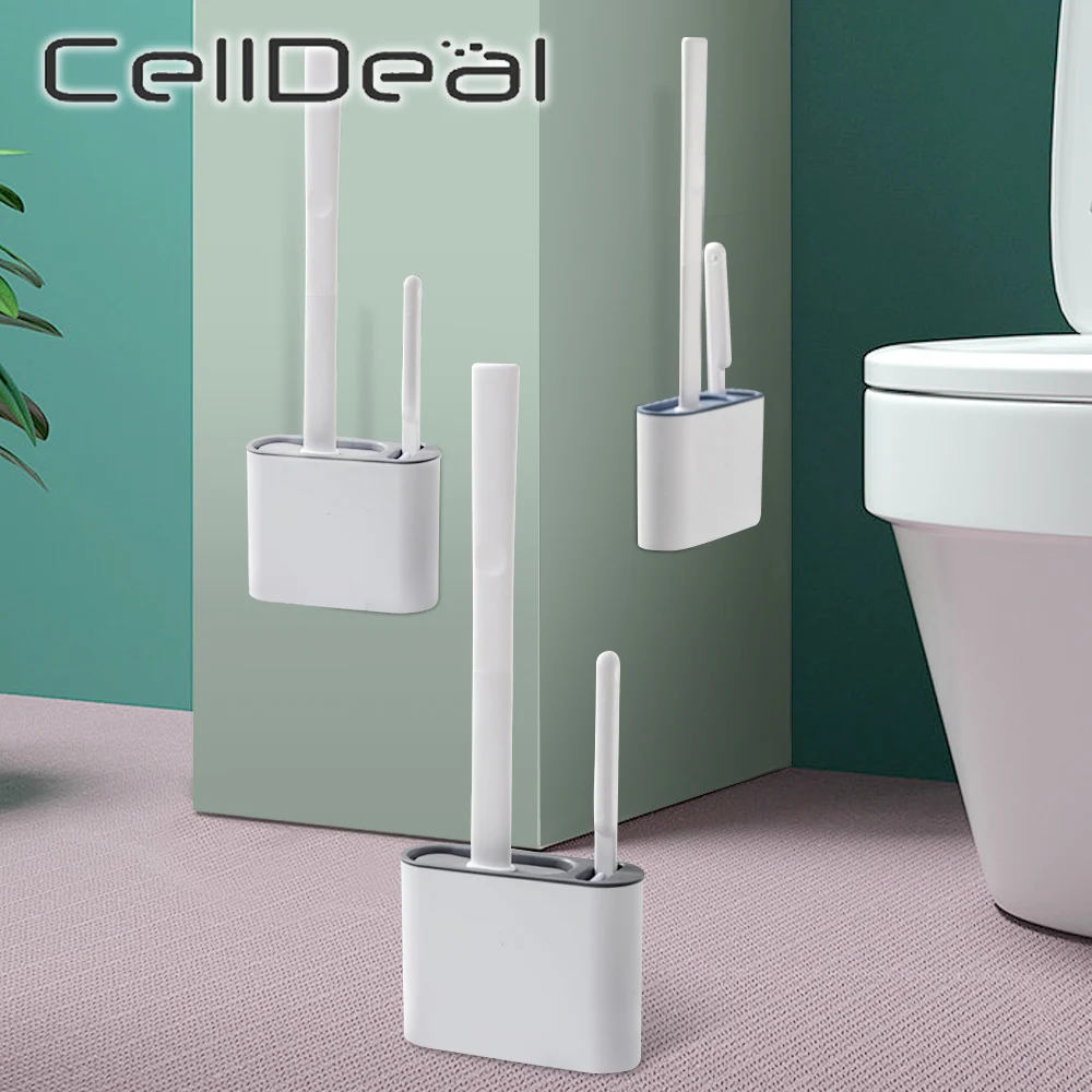 

Wall Hanging TPR Toilet Brush Set With Holder Silicone Bristles For Bathroom Cleaning Toilet Corner Clean Household Supplies