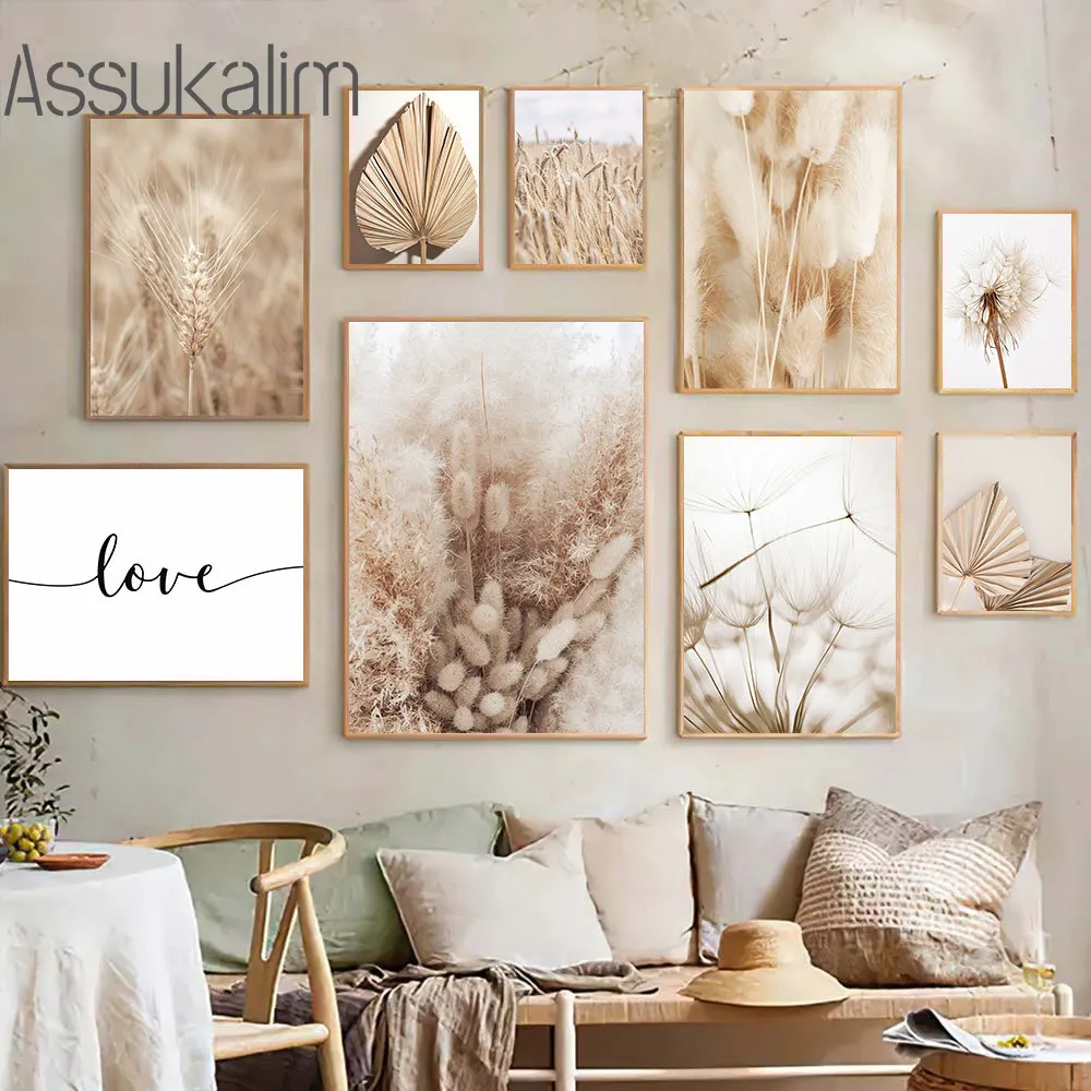 

Природный пейзаж художественные принты Язычковая Картина на холсте Одуванчик цветок настенный плакат Пальмовые Листья настенные картины ...