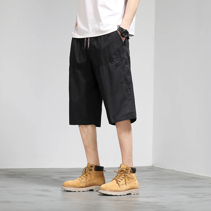 KRCVES New Men'S Summer Thin Casual Loose Fashion Multi-Pocket Versatile 7-Point Pants Korean Version Enlarged Workwear Shorts