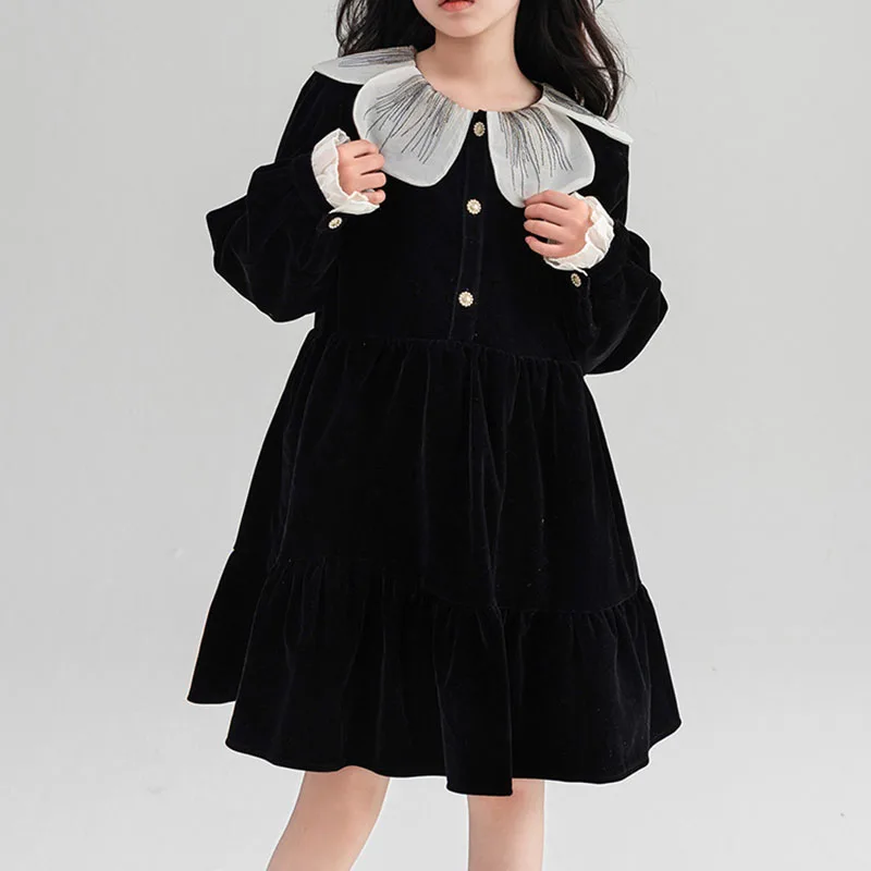 

Платье для девочек, новинка 2023, детское зимнее плюшевое теплое платье принцессы, осенняя Милая Одежда для девочек 7-39