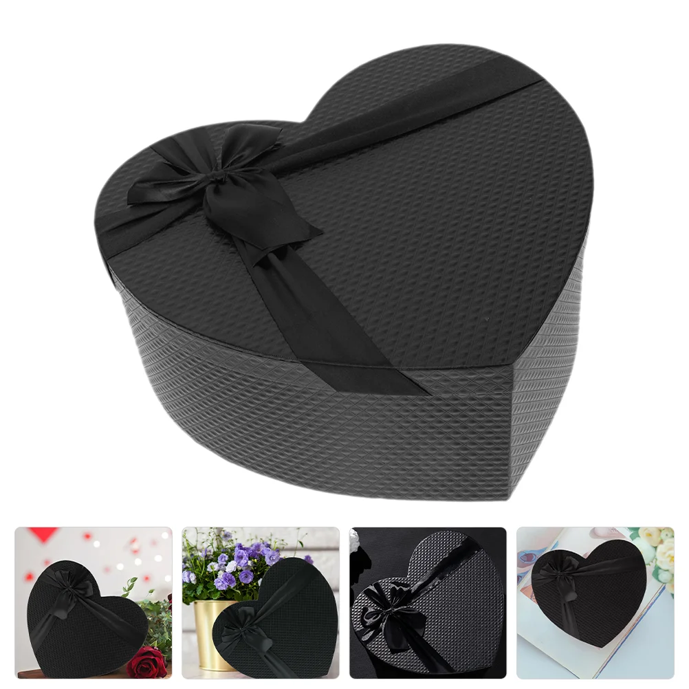 

Heart Shape Present Box Black Decorative Gift Box Nesting Stacking Gift Packaging Box Cardboard Cookie Box Flower Box Gift