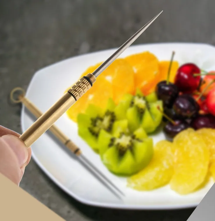 

100 Pcs Titanium Edc Multifunctional Toothpick Bottle Keychain Fruit Fork Camping Tool Toothpick Tube Key Ring Key Chain
