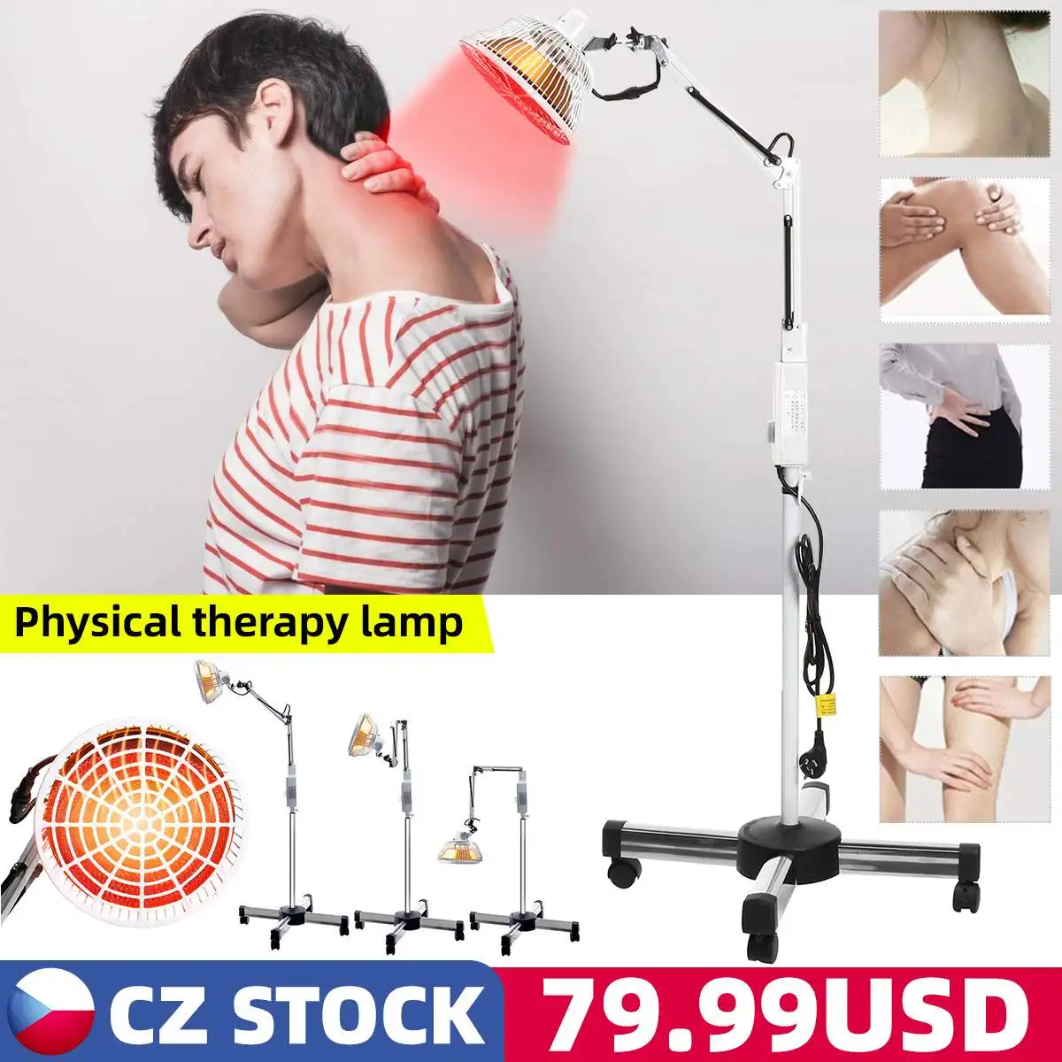 

250W TDP Far Infrared Heat Lamp Electromagnetic Wave Therapy Instrument Red Light Devices with Stand Pain Relief Heating Treatme