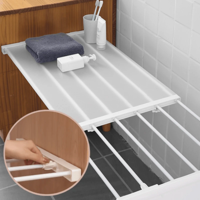 

42/35/24CM Wardrobe Sticky Telescopic Layered Partition Board Adjustable Closet Storage Rack Useful Nailless Storage Shelves