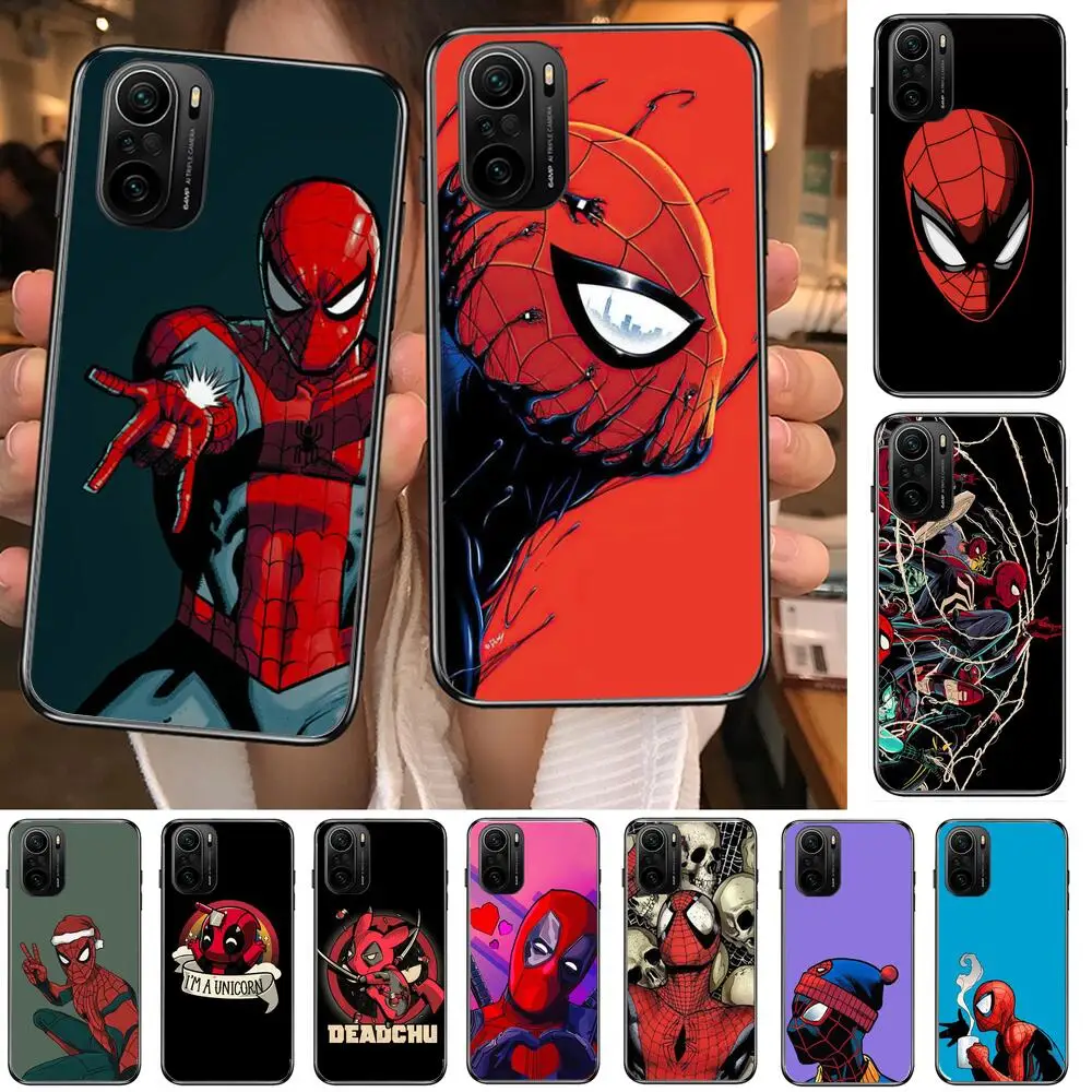 

MARVEL Spider-Man Deadpool Phone Case For xiaomi redmi POCO F1 F2 F3 X3 Pro M3 9C 10T Lite NFC Black Cover Silicone Back Prett m