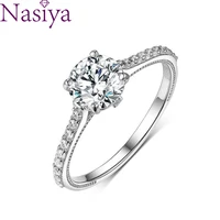 s925 sterling silver ring white gold round moissanite engagement ring for women romantic wedding rings for couples jewelry gifts
