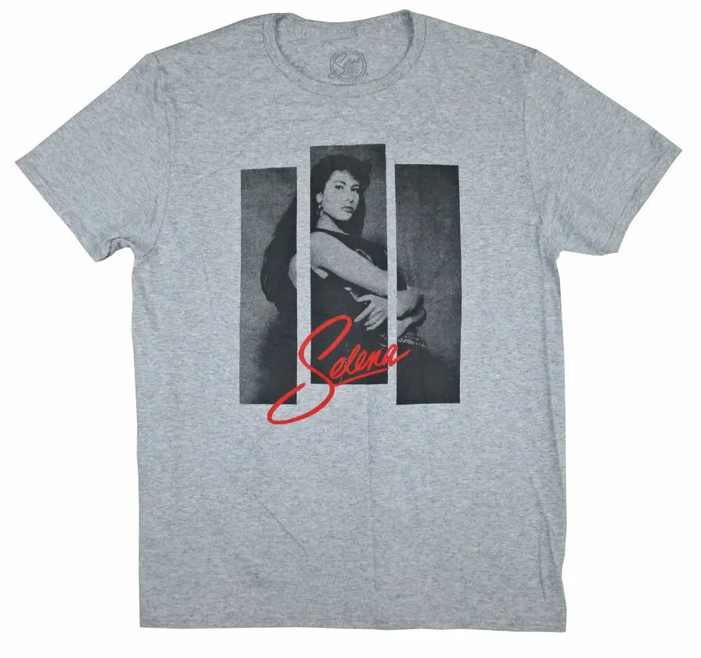 

Selena 3 Strips Photo Heather Gray T-Shirt NEW